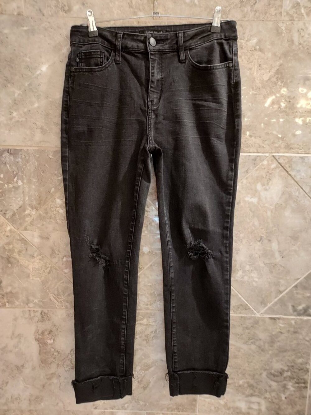 Judy Blue Mid-Rise Distressed Slim Fit Jeans Black Size 9/29 #JB88137